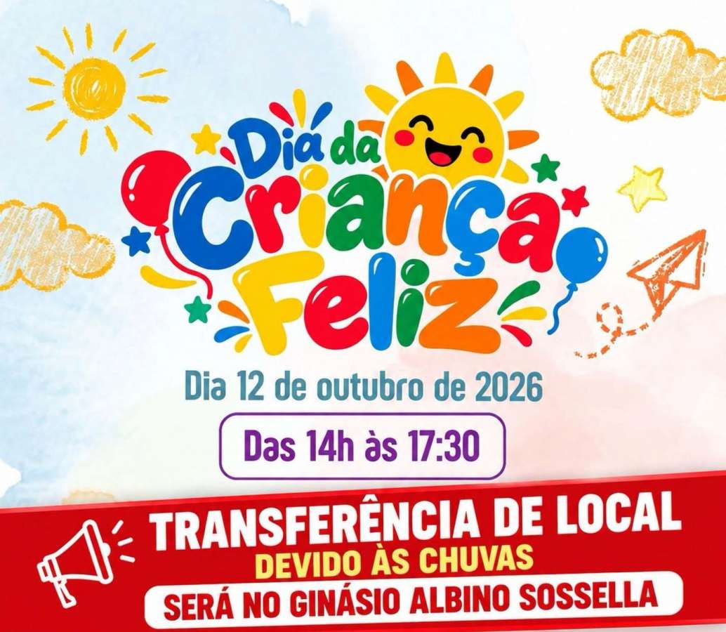 Dia da Criança Feliz em Tapejara tem local alterado devido à chuva