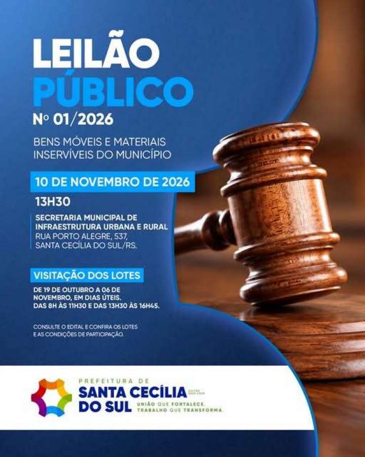 Santa Cecília do Sul leiloará veículos, máquinas e equipamentos com lances a partir de R$ 300