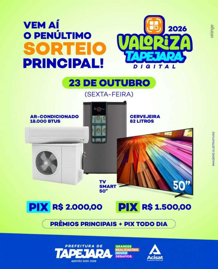 Valoriza Tapejara Digital terá penúltimo sorteio principal nesta sexta-feira