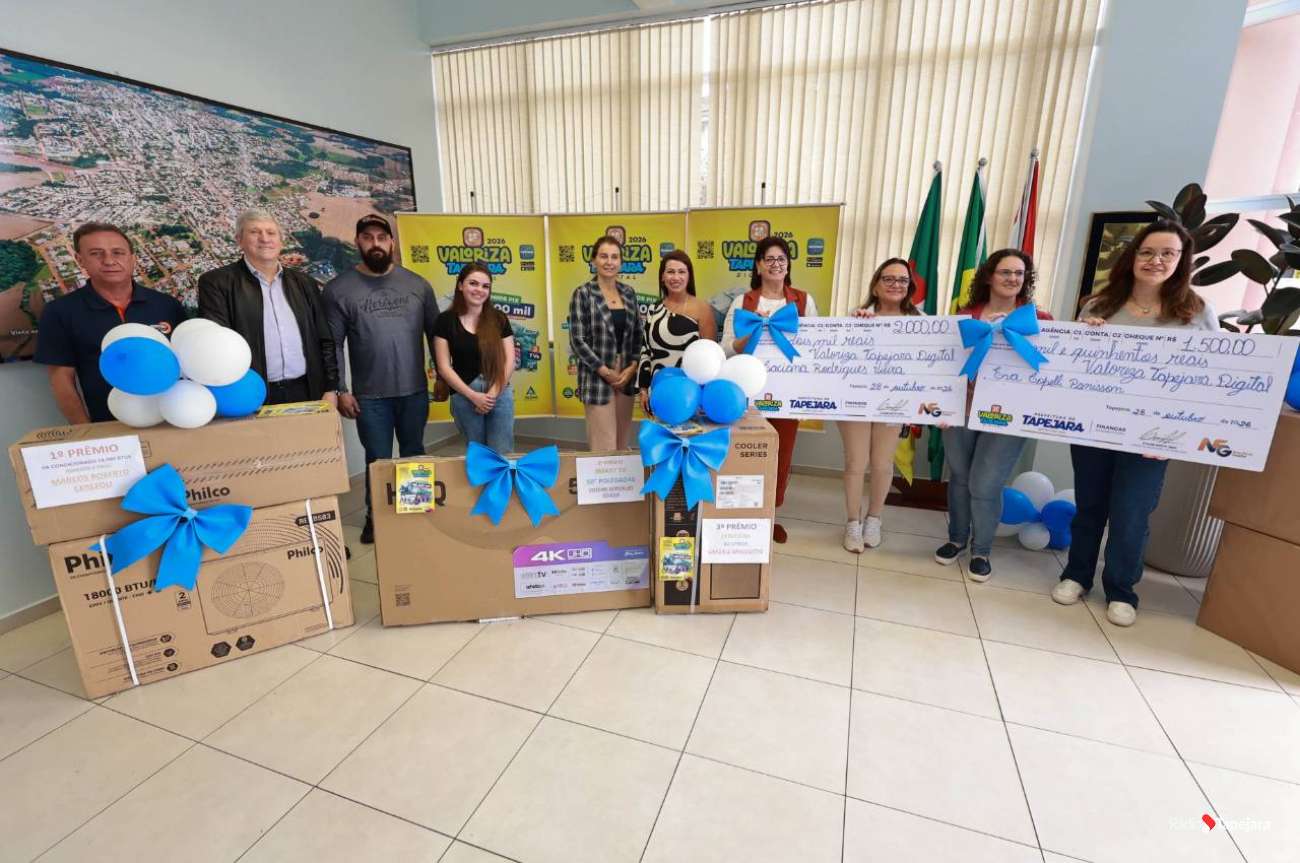 Prefeitura de Tapejara entrega prêmios do terceiro sorteio do Valoriza Tapejara Digital 2026